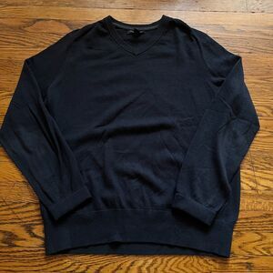 Banana Republic Men's L Cotton Cashmere V-Neck Sweater Black Pullover Preppy